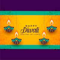 Free vector happy diwali hanging decorative diya