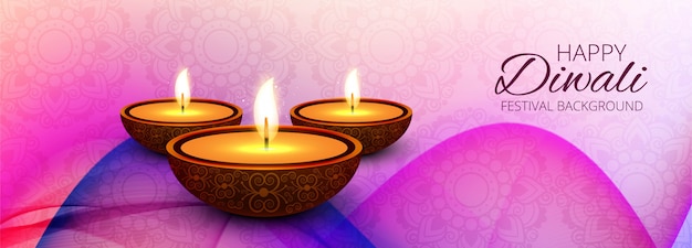 Happy diwali hindu festival banner decorative background