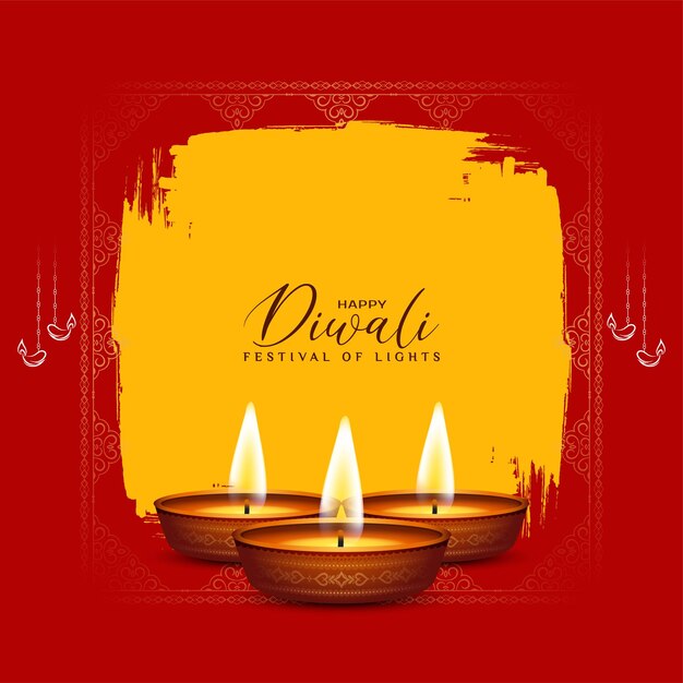 Happy Diwali indian cultural festival classic background with diya