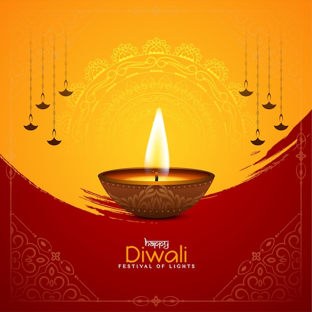 Happy diwali indian festival beautiful artistic background design vector