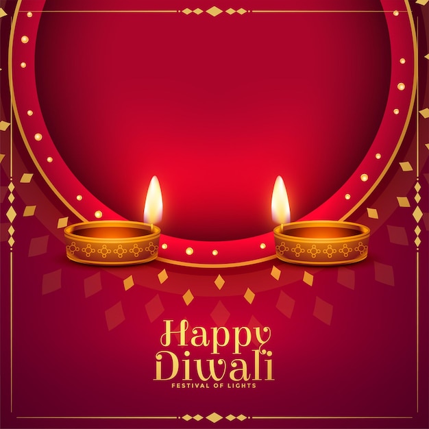 Happy diwali indian festival diya with text space