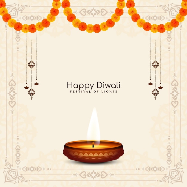 happy diwali indian hindu traditional festival background vector