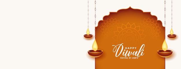 Free vector happy diwali indian style festival banner design