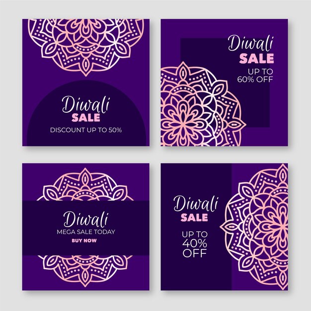 Happy diwali instagram sale posts in violet shades