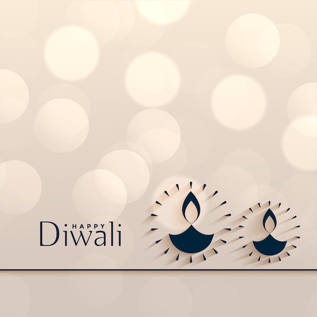 Vettore gratuito felice diwali minimo bokeh sfondo