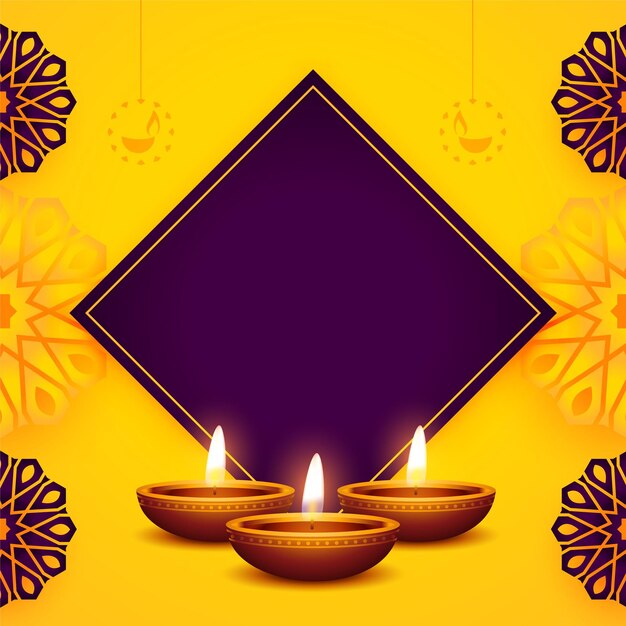 Free vector happy diwali occasion background with realistic diya and text space