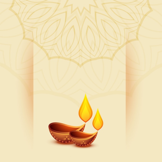 Free vector happy diwali oil diya beautiful background