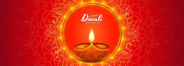 Happy diwali oil lamp celebration banner background