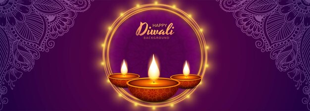 Happy diwali oil lamp celebration banner background