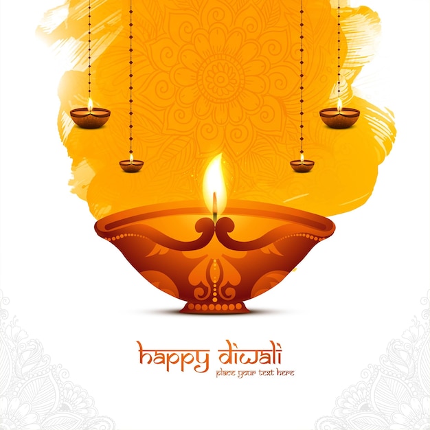 Free vector happy diwali oil lamp festival celebration card background