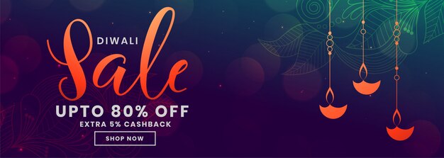 Happy diwali purple shiny sale banner