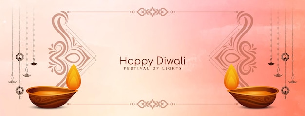 Free vector happy diwali religious festival celebration artistic beautiful banner