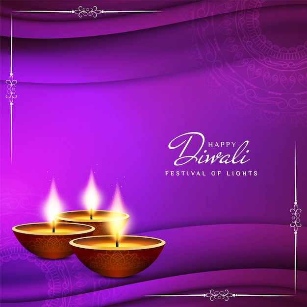 Free vector happy diwali religious greeting violet background