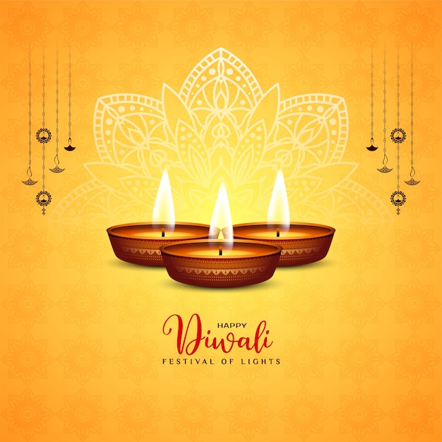 Happy diwali religious indian festival decorative background vector