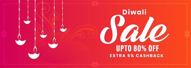 Happy diwali sale banner in pink color