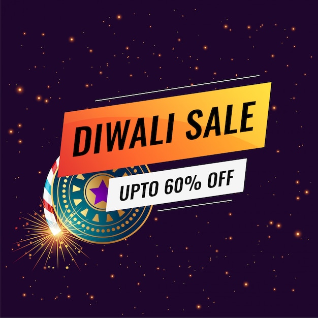 Happy diwali sale banner template with crackers