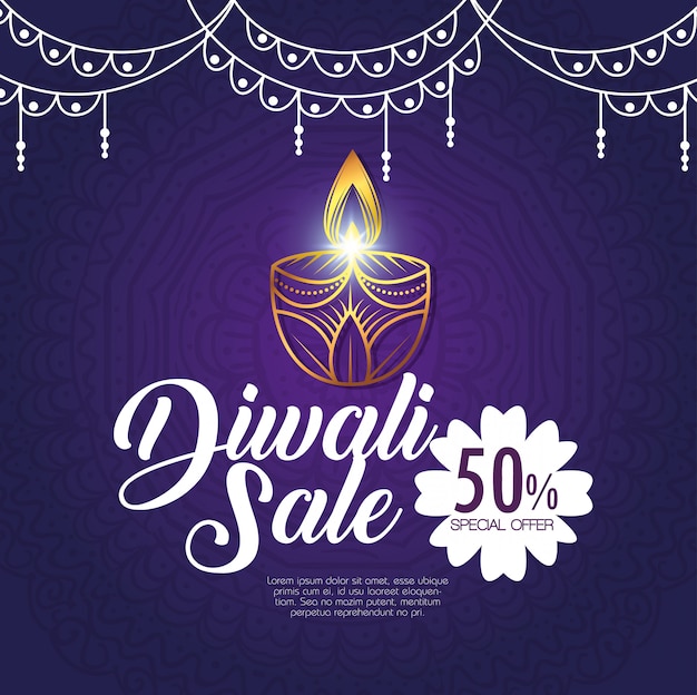 Happy diwali sale with candles