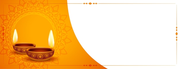 Free vector happy diwali traditional banner with text space