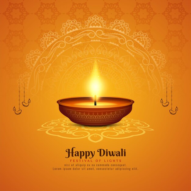 Happy Diwali traditional festival celebration background with diya vector