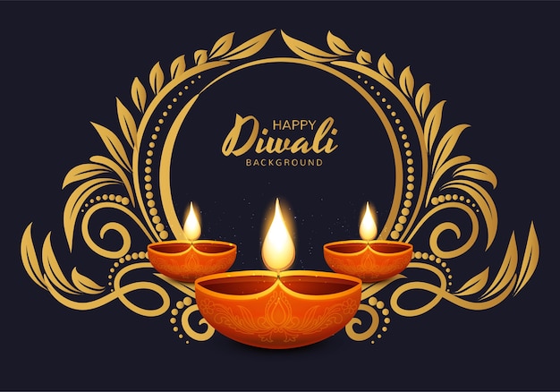 해피 디 왈리 전통적인 인도 diya 오일 램프 축하 배경