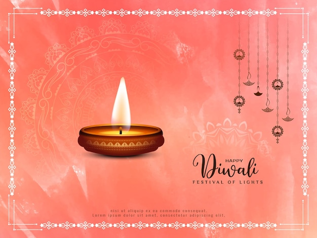 Felice diwali tradizionale festival indiano biglietto di auguri design