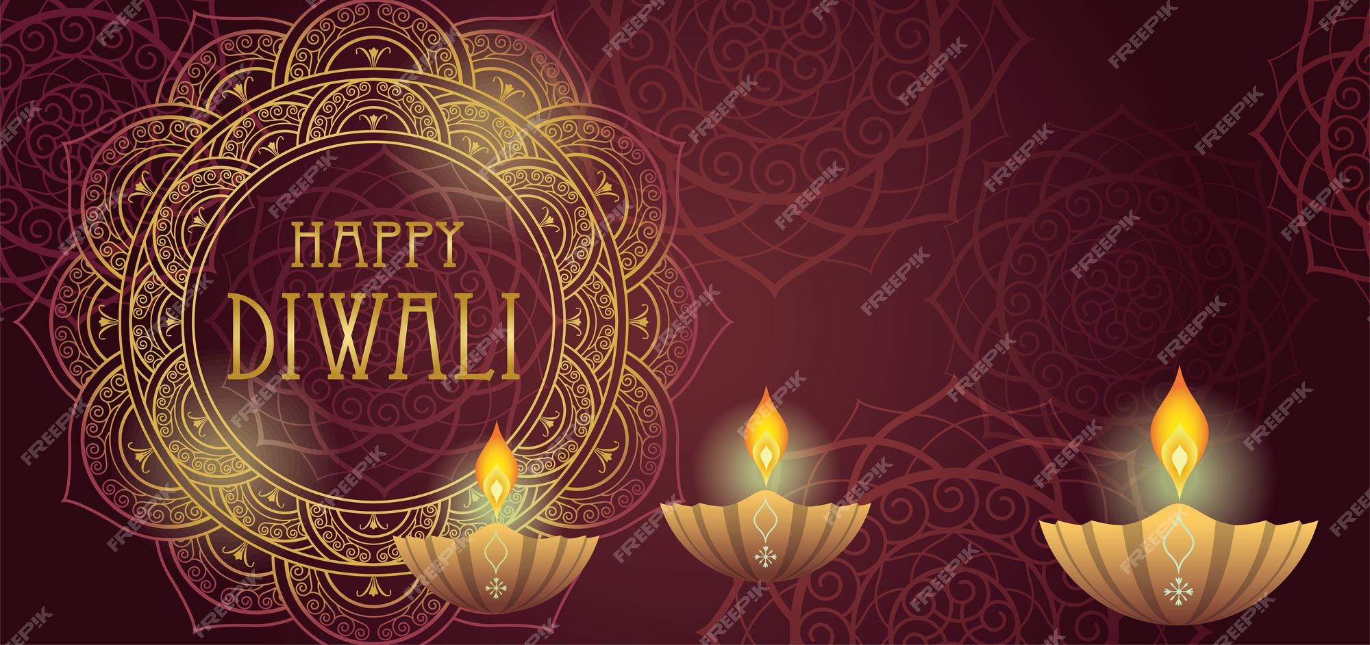 Free Vector | Happy diwali vector seamless background illustration ...