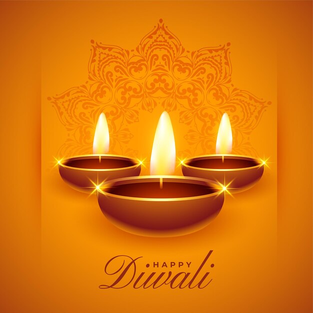 Happy diwali wishes background with diya oil lamps