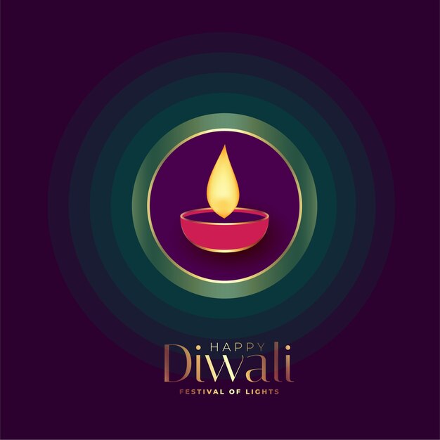 Happy diwali wishes card with shiny diya design