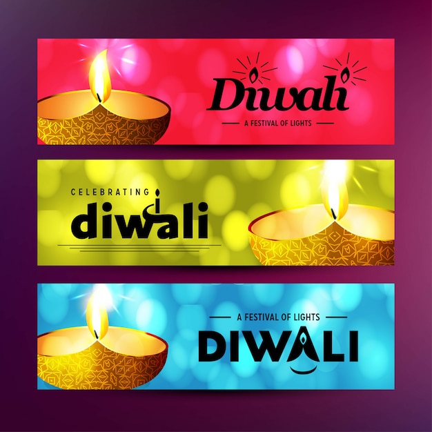 Happy diwali with creative design and typography vector