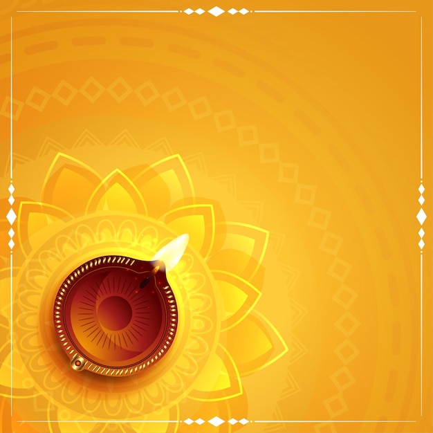 Free vector happy diwali yellow decorative card design