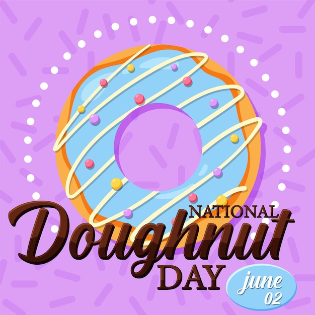 Бесплатное векторное изображение Счастливый день пончика в июне логотип