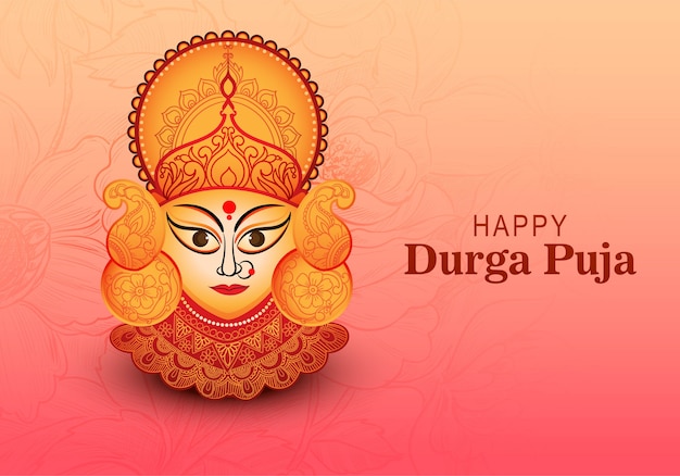 Free vector happy durga pooja celebration indian festival beautiful greeting card background