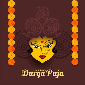 Happy durga pooja flower design decorativo della carta