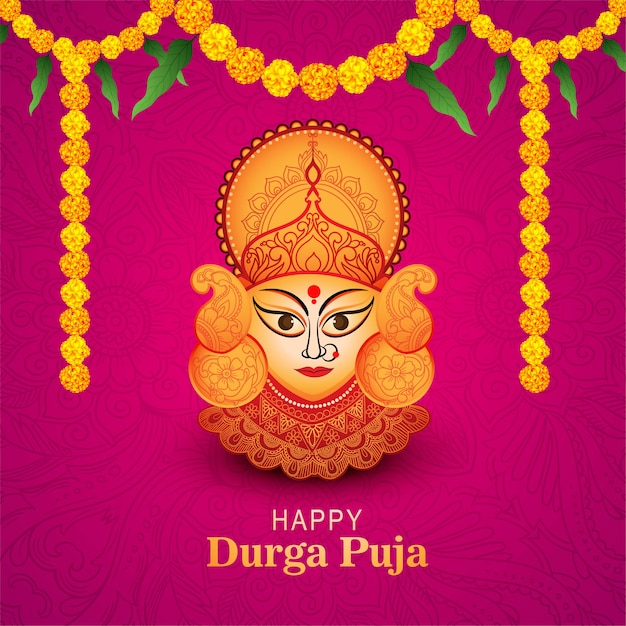 Vettore gratuito felice durga pooja indian festival card colorata