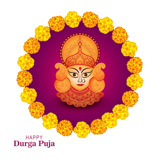 Vettore gratuito felice durga pooja indian festival card