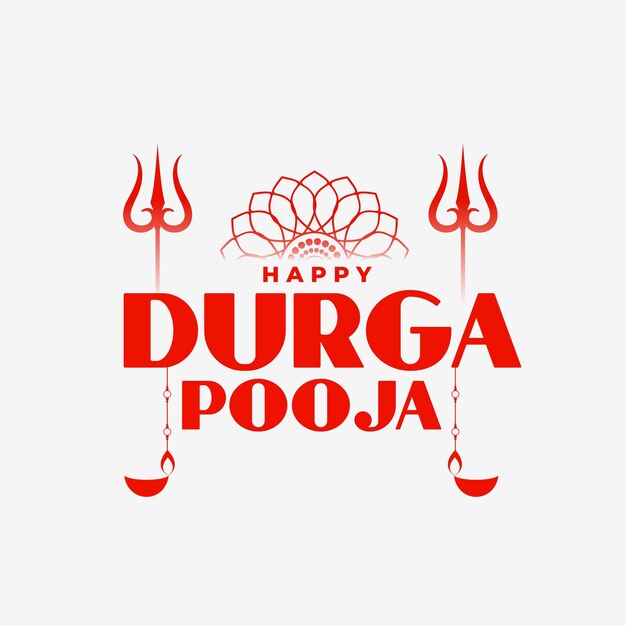 Happy durga puja flat decorative greeting card