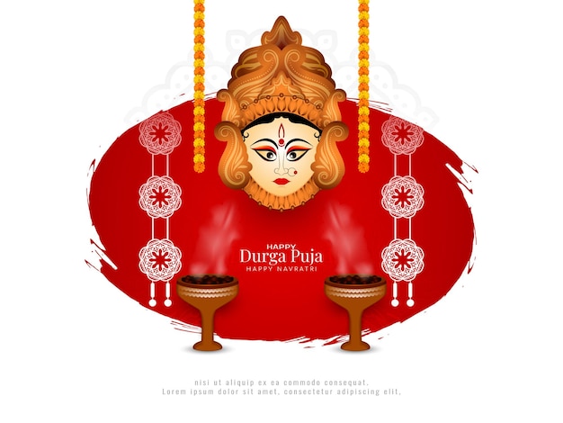 Счастливая пуджа Дурга и счастливый фон культурного индуистского фестиваля Наваратри
