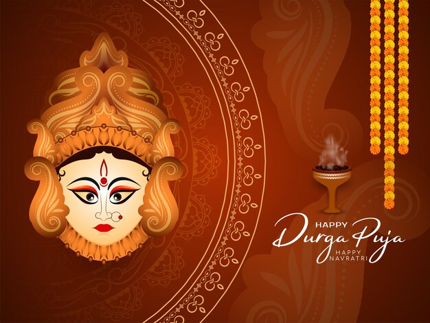 Happy Durga puja and happy Navratri festival decorative cultural greeting background