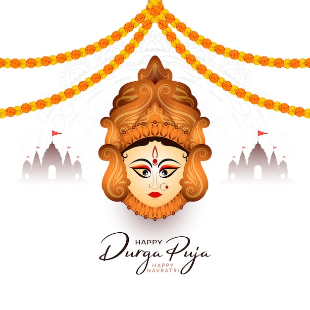 Free vector happy durga puja and happy navratri festival decorative cultural greeting background