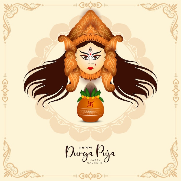 Free vector happy durga puja and happy navratri goddess worship festival background