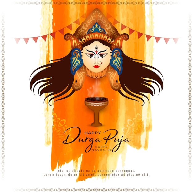 Free vector happy durga puja and happy navratri goddess worship festival background