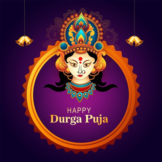 Happy durga puja hindu festival card holiday background