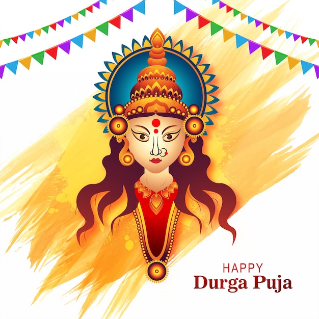 Happy durga puja india festival holiday card illustration background