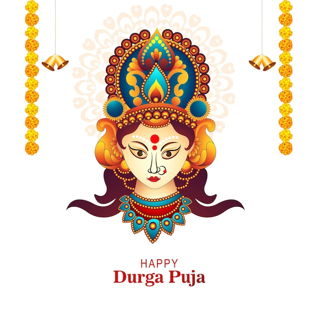 Free vector happy durga puja indian cultural festival card celebration background