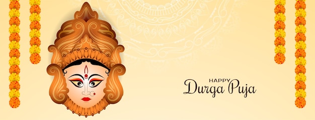 Vettore gratuito banner religioso felice durga puja e navratri festival