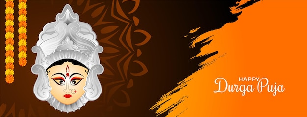 Vettore gratuito felice durga puja e navratri indiano festival indù banner design vector