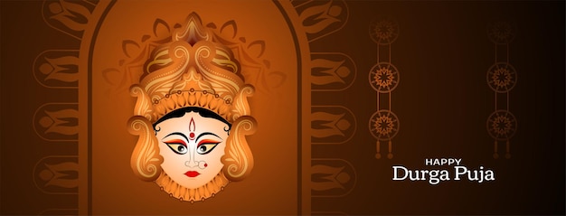 Happy Durga puja and navratri Indian hindu festival banner design vector