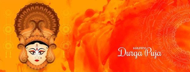 Free vector happy durga puja and navratri indian hindu festival banner design vector