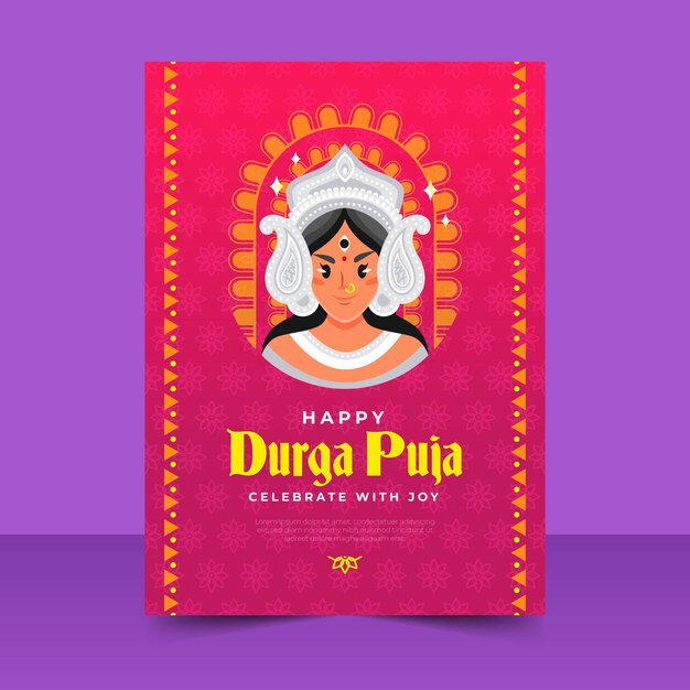 happy durga-puja poster with hindu goddess