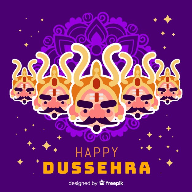 Happy dussehra background in flat style